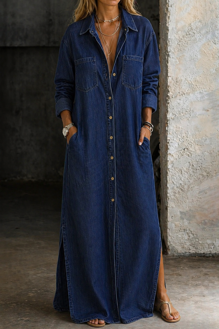 Delana | Denim Button Down Dress