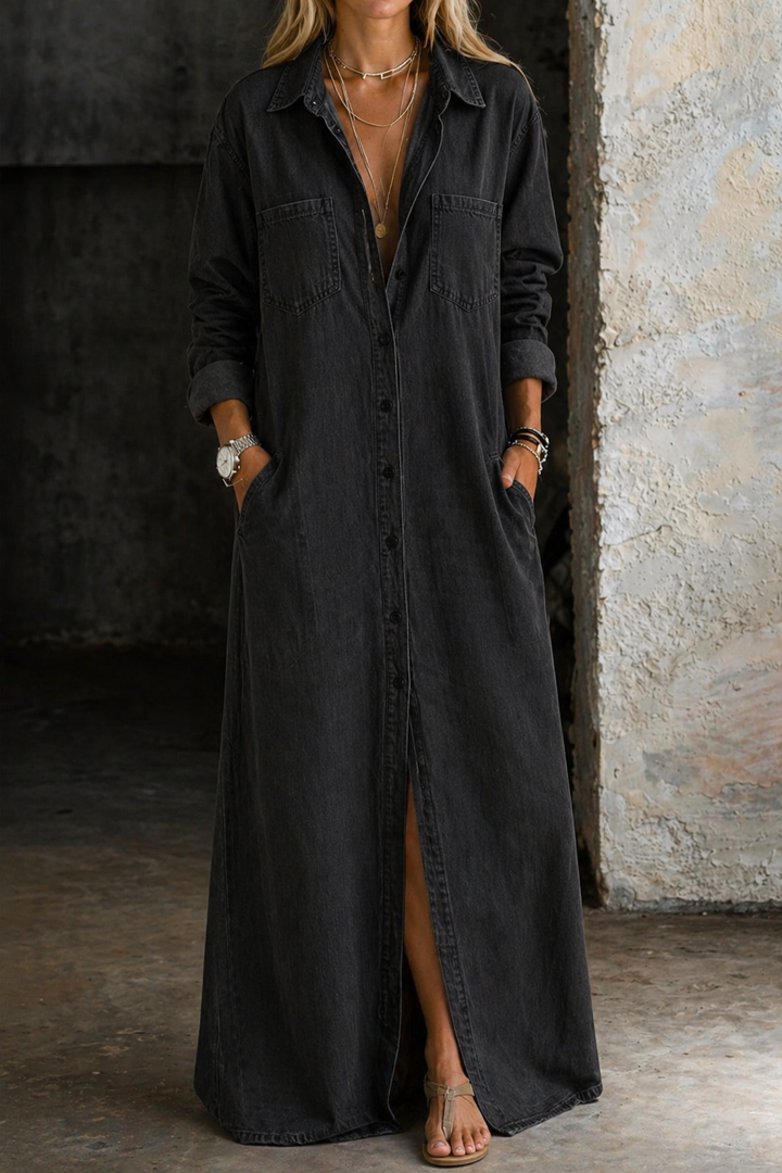 Delana | Denim Button Down Dress