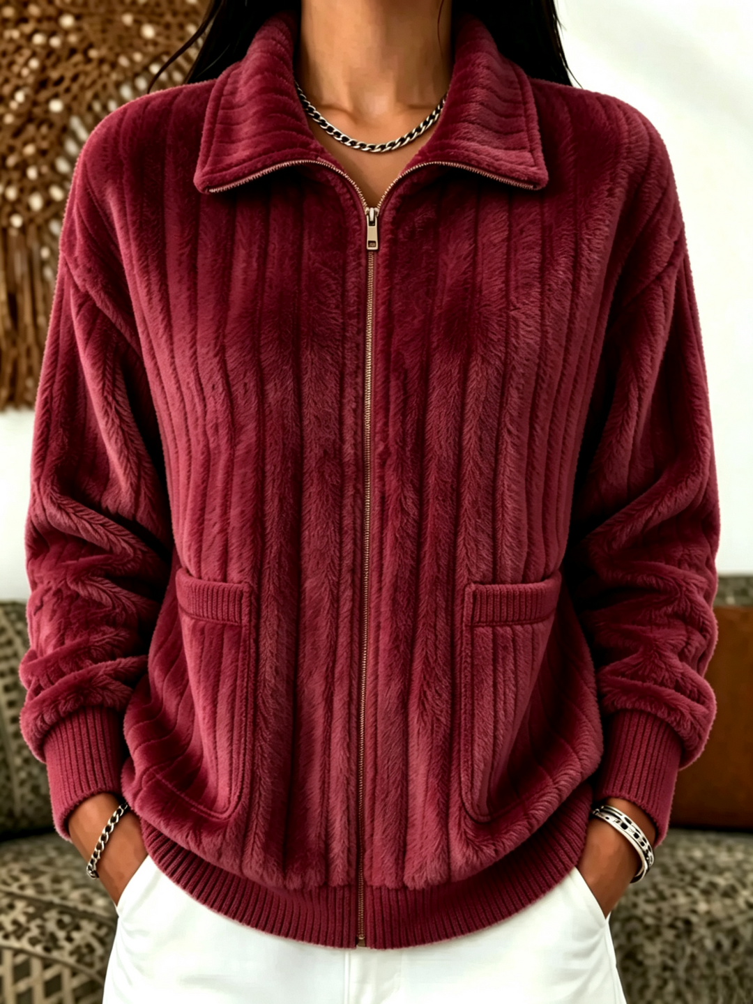 Cozy Fleece Zip-Up Jacket | Soft Plush Full-Zip Jacket