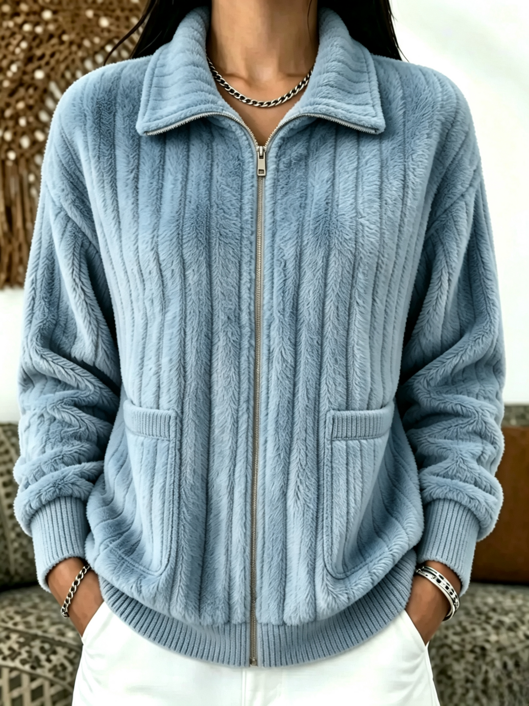 Cozy Fleece Zip-Up Jacket | Soft Plush Full-Zip Fleece