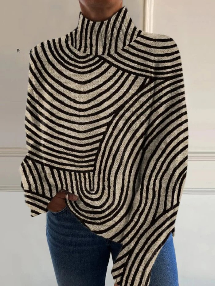Sienna | Hand-Drawn Line Turtleneck Sweater