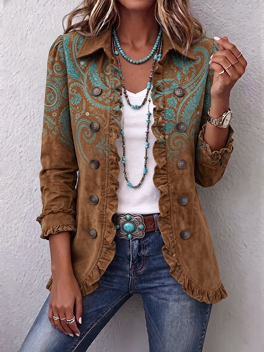 Goldenridge | Paisley Print Ruffle Jacket