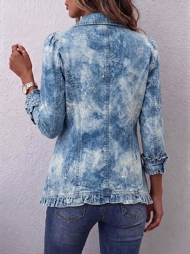 Jemison | Boho Botanical Print Ruffle-Detail Jacket